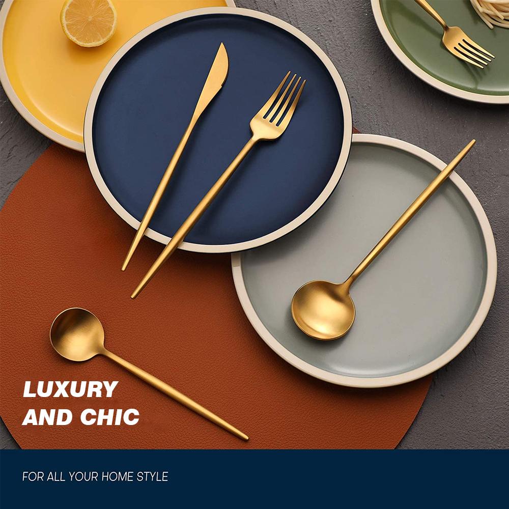 Rodanny 24Pcs Bộ Đồ Ăn Giỏ Muỗng Nĩa Dao Nhà Bếp Bộ Dao Kéo Inox Chén Ăn Bữa Tối Bộ Muỗng Và Nĩa Bộ