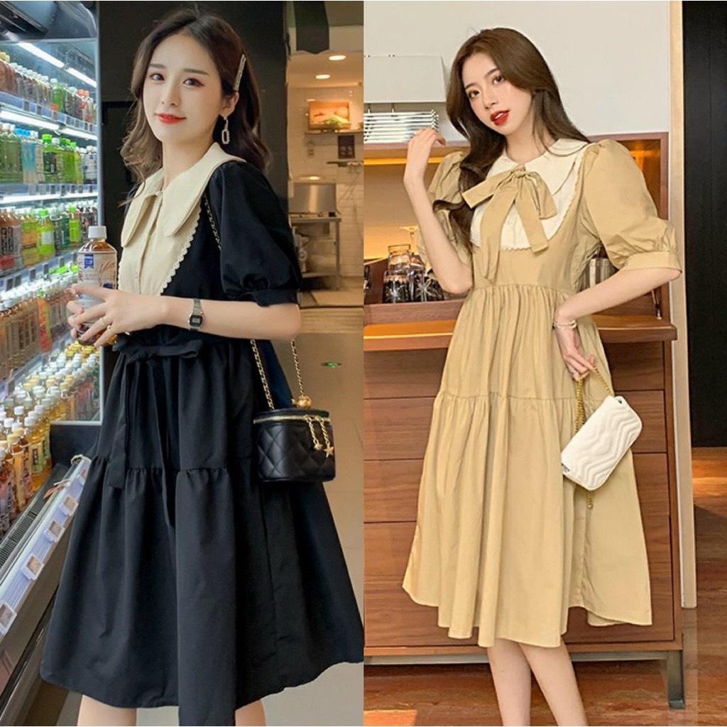 Váy bầu đen Đầm bầu thiết kế THỜI TRANG CÔNG SỞ đẹp giá rẻ DÁNG SUÔNG điều chỉnh bụng DÂY ĐAI sành điệu V54