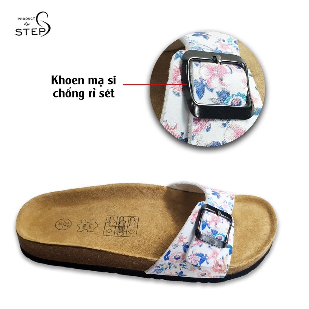 Dép đế trấu EVA in hoa văn quai bản 1 khoá (Size 35-39)