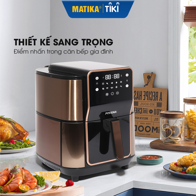 Nồi Chiên Không Dầu Điện Tử POVENA dung tích 9.8L PVN-3698 - Hàng chính hãng