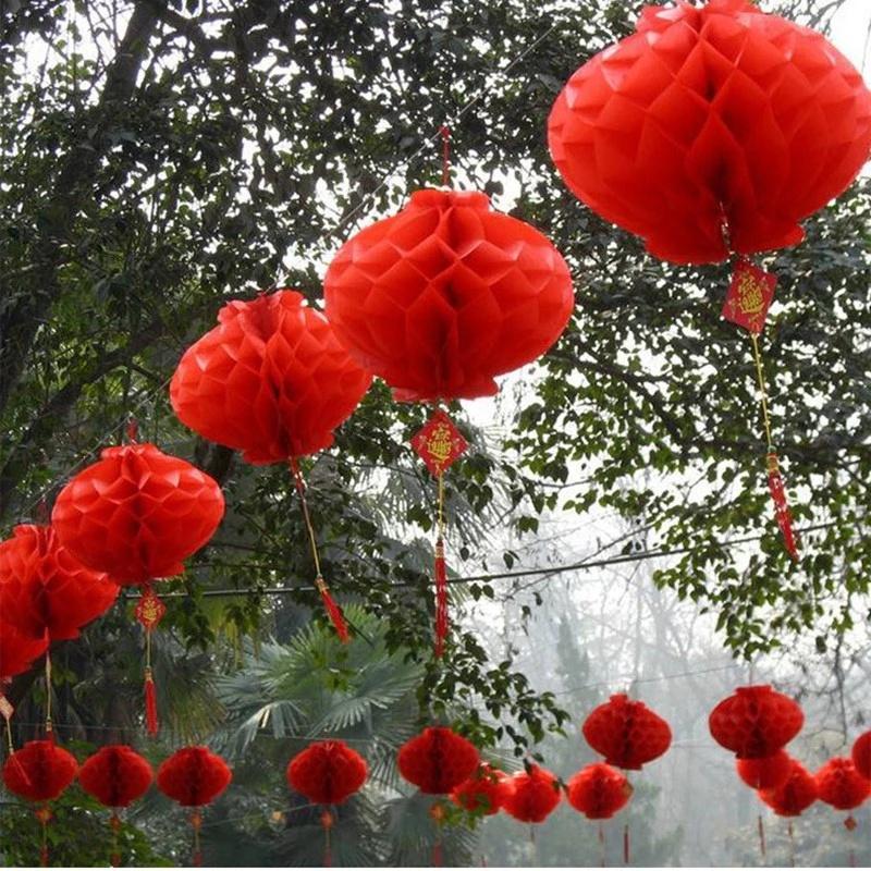 Lồng Đèn Giấy Đỏ Phong Cách Trung Hoa Trang Trí Không Thấm Nước