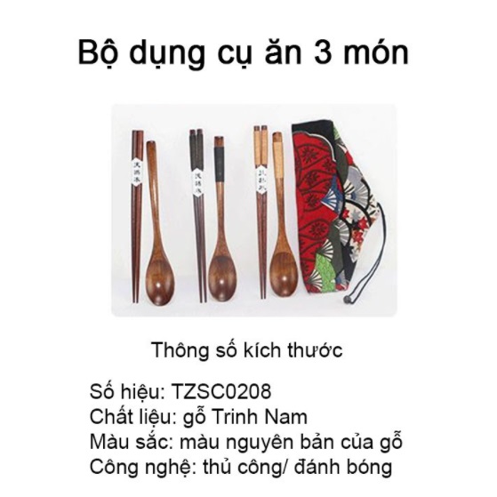 Sét muỗng đũa làm bằng gỗ theo phong cách Nhật Bản