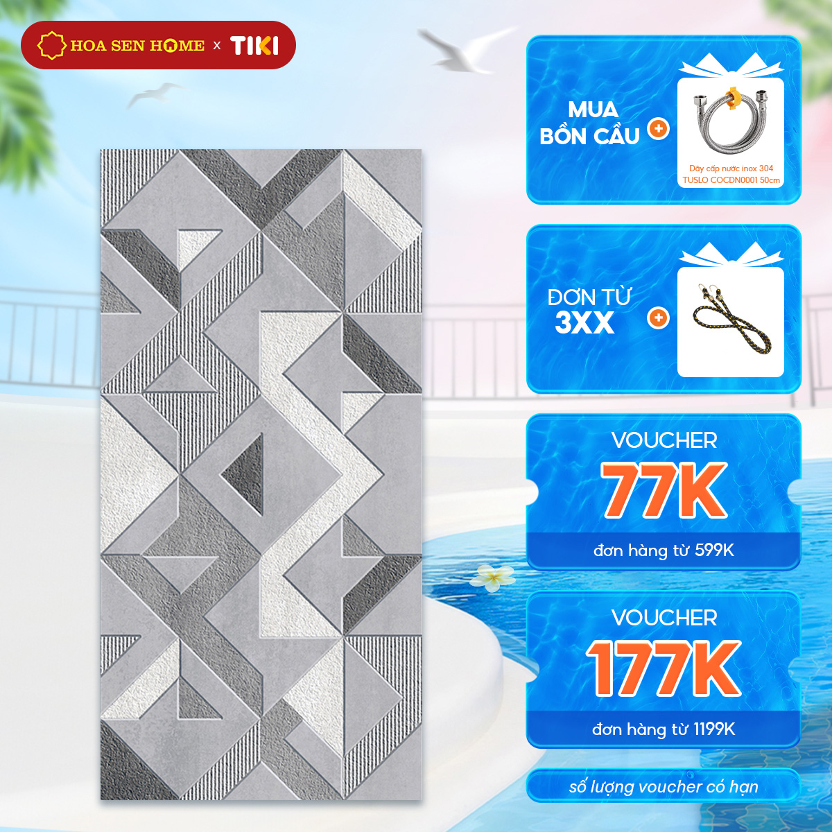 Gạch men ốp tường LUSTRA INCEF0300600021D1 phủ men phủ Nano chống xước, chống thấm tốt, độ dày 9mm, kích thước 300mmx600mm - Hoa Sen Home - Hàng chính hãng (Viên)