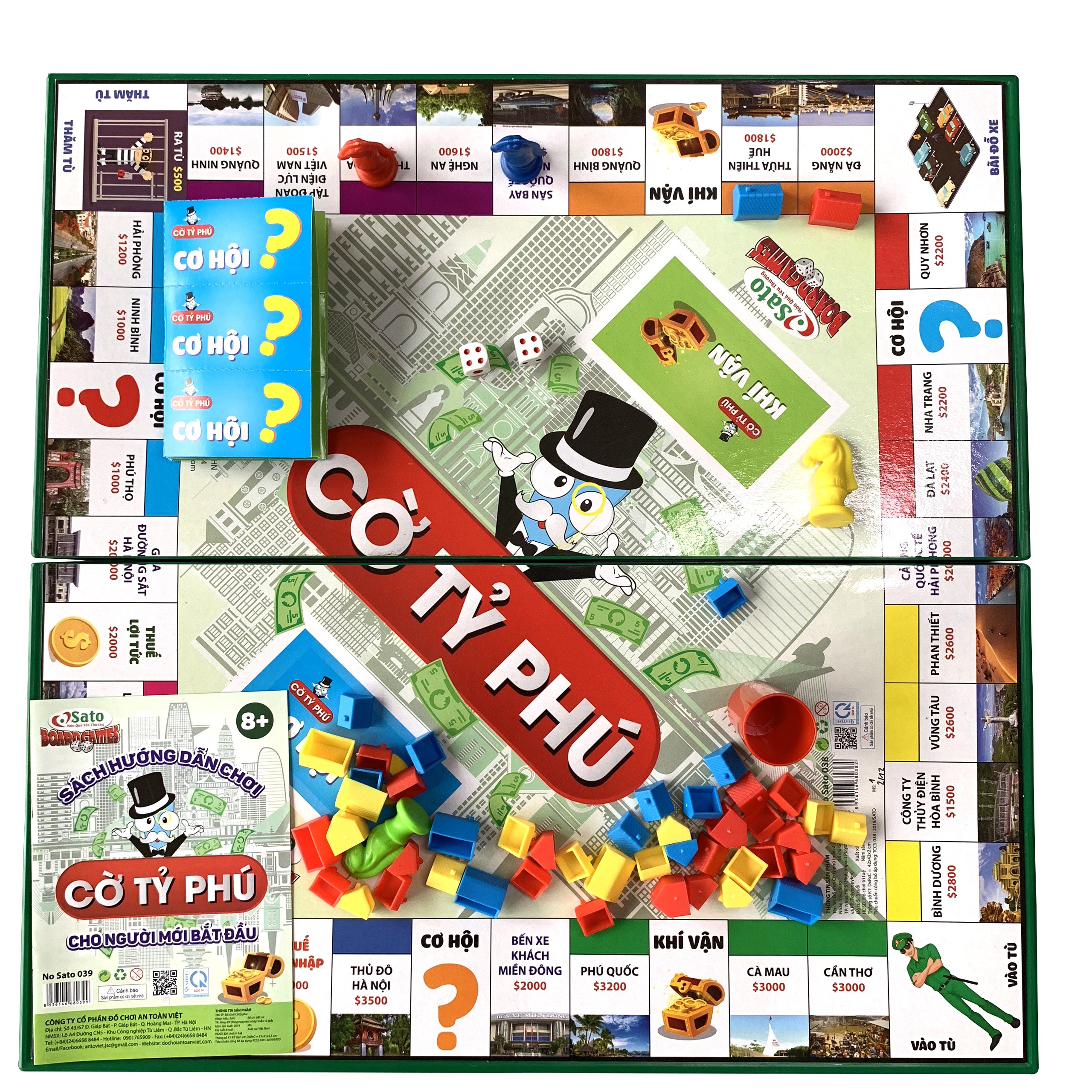 Bộ Chơi Cờ Tỷ Phú Monopoly Phiên Bản Việt Nam Tặng Thêm 2 Xí Ngầu Siêu To