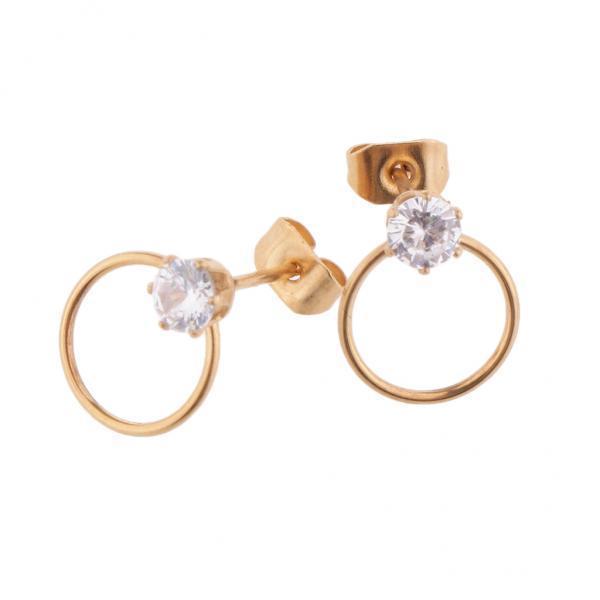 2-7pack Women Stylish Round Ring Rhinestone Stud Earrings Ear Studs Earring Gold