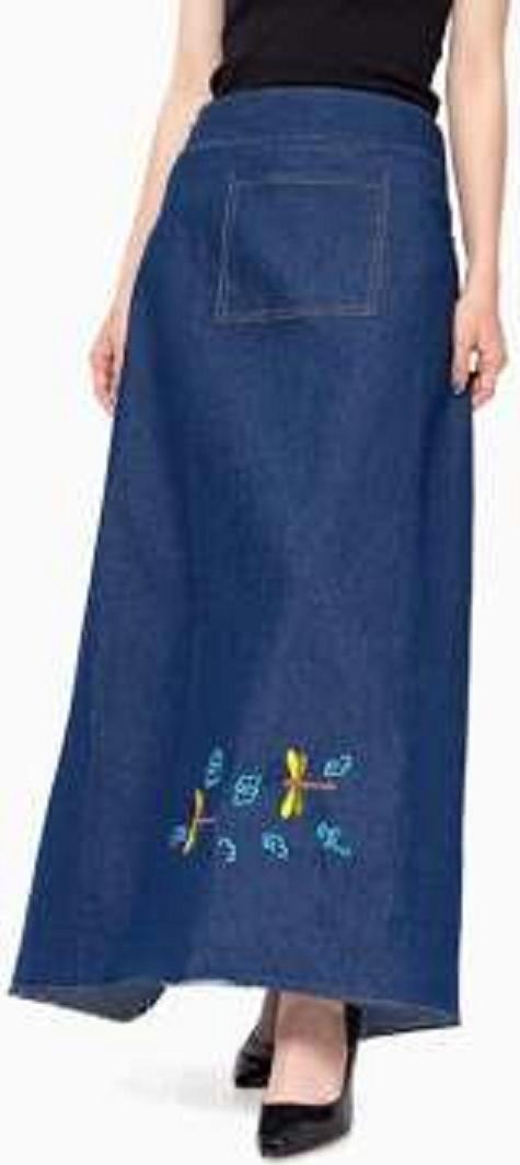 Váy Chống Nắng Jeans Thêu Họa Tiết Có Túi Loại Cao Cấp Màu Ngẫu nhiên