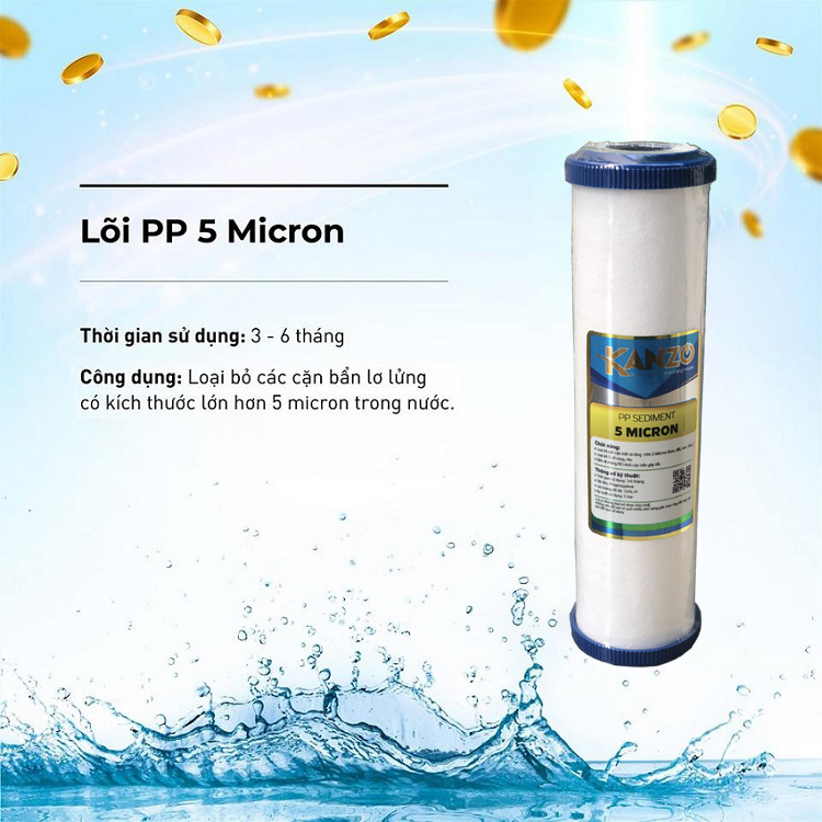 Lõi Lọc Nước Số 1 Kanzo - PP5 Micron - Hàng Chính Hãng