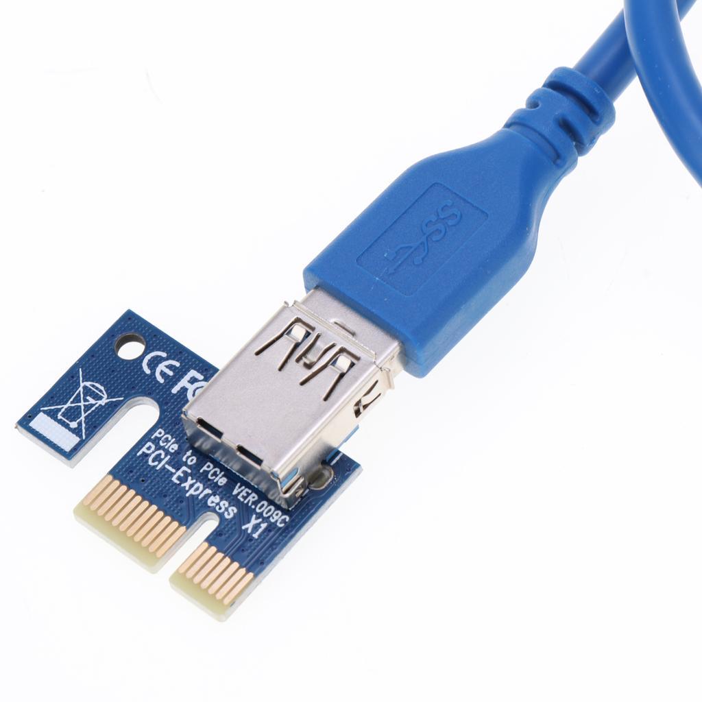 PCI-E 16x to 1x Powered Riser Adapter Card, with USB 3.0 Extension Cable &