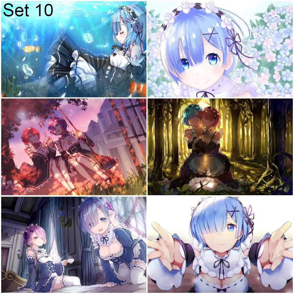 Bộ 6 Poster anime Re:Zero − Bắt đầu lại ở thế giới khác (2) (bóc dán) - A3,A4,A5