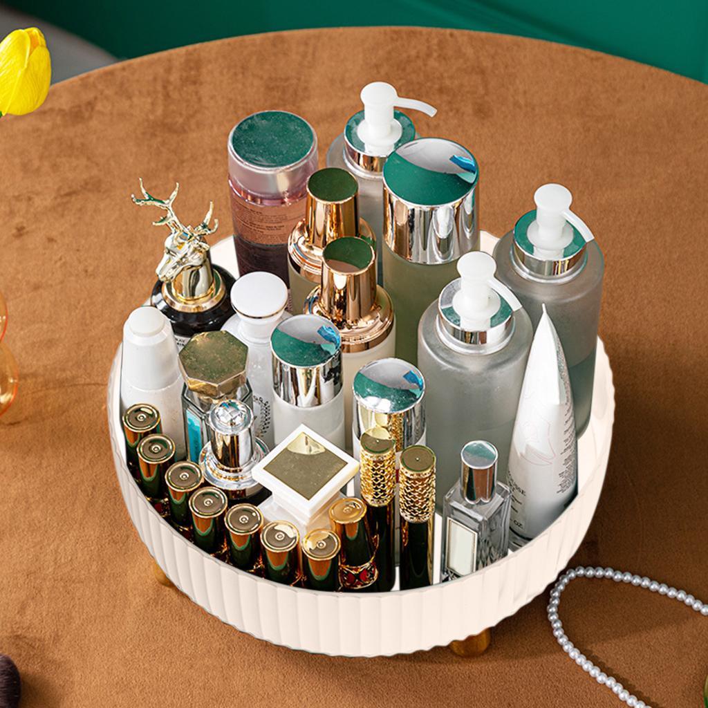 2x Round Rotating Storage Tray Spice Organizer Decorative Non Skid Pantry