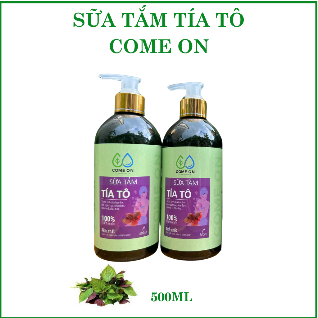Sữa tắm tía tô Come on chai 500ml sữa tắm trắng da toàn thân, sữa tắm trị mụn lưng