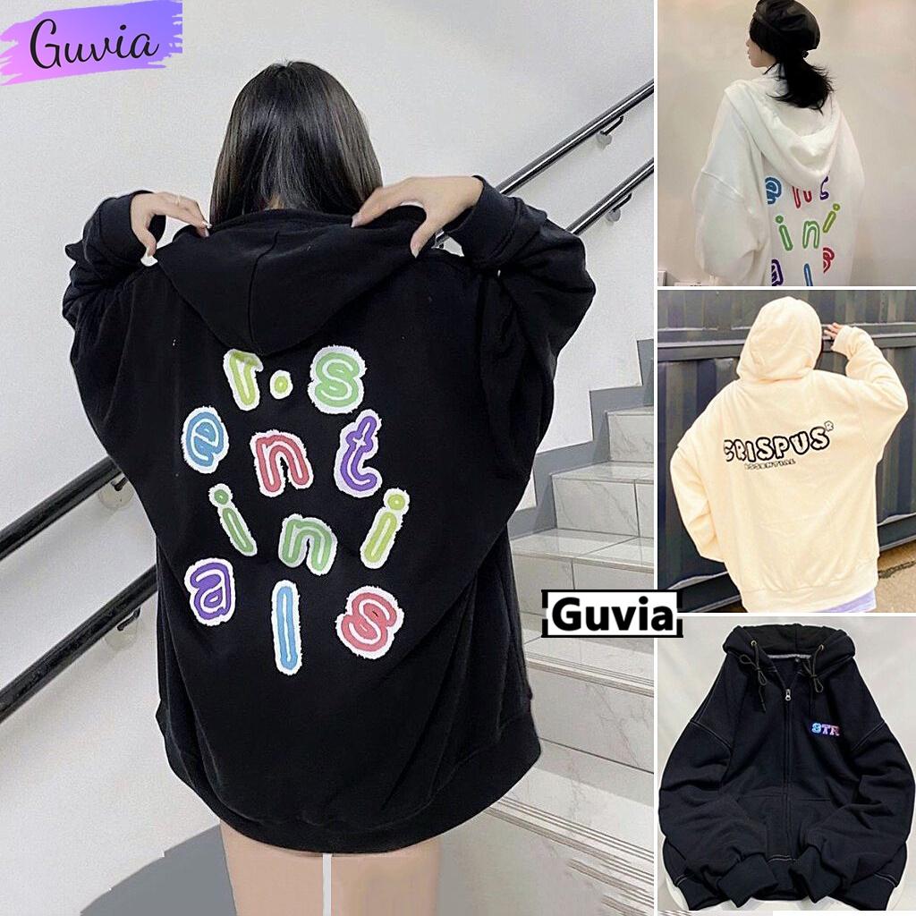 Áo khoác nỉ ️ Hoodie Dây Kéo SENTI Ulzzang form rộng Unisex bông 2 lớp trẻ trung - CRISPUS Đen &lt;58Kg