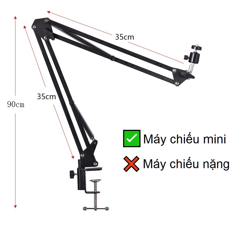 Giá đỡ máy chiếu xoay 360 gắn đầu giường chân đúc nguyên khối