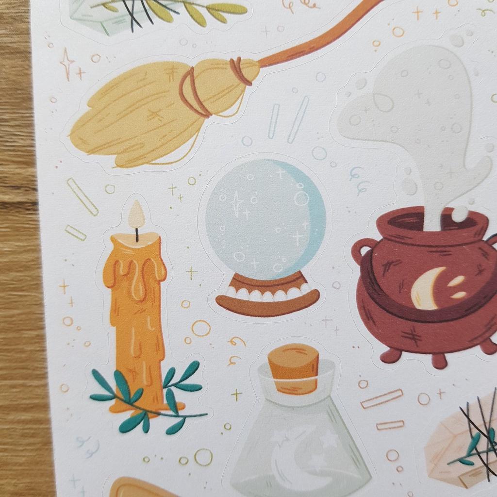 Sticker Sheet WITCH  Sticker dán sổ   Bullet Journal Stickers, Holiday Sticker, Sticker Phù Thuỷ - CẮT SẴN