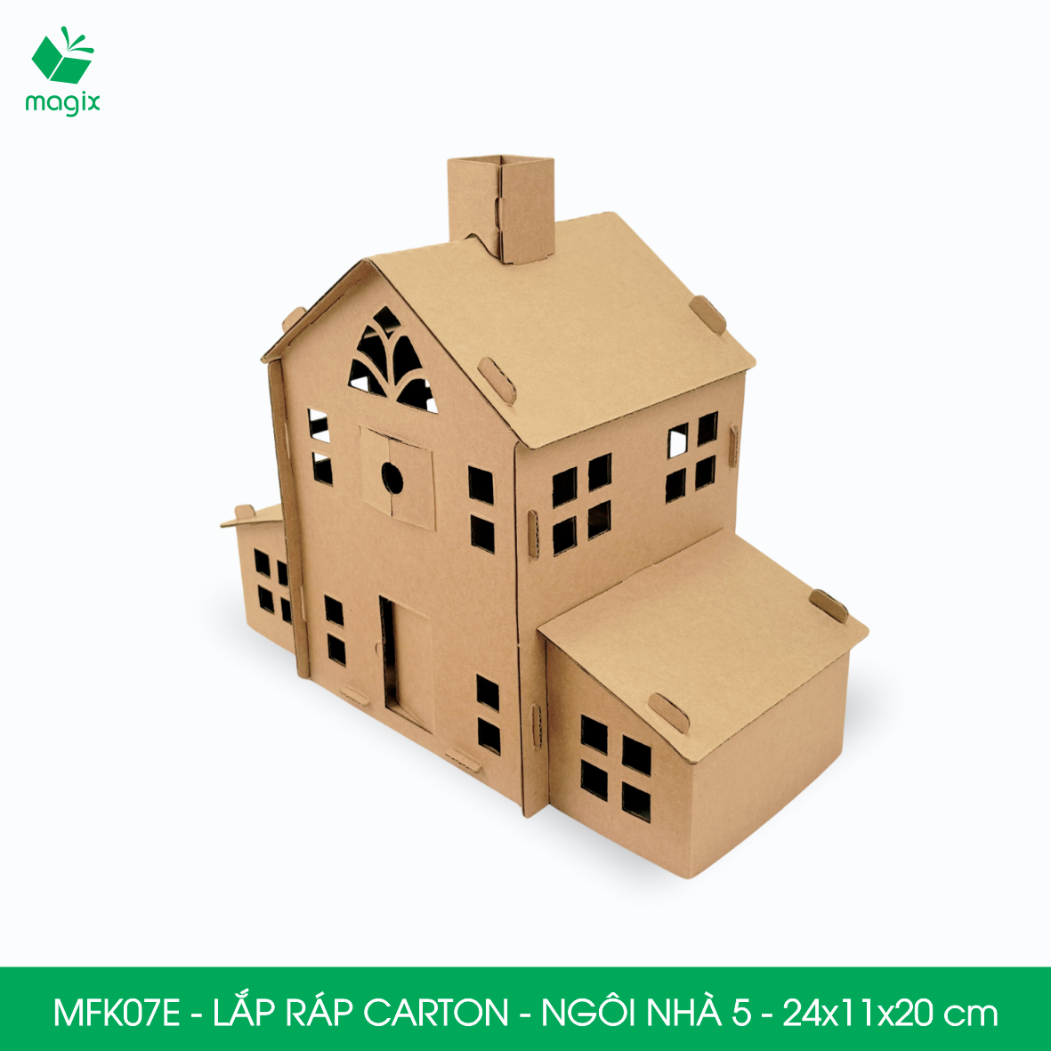 MFK07E - 24x11x20 cm - Mô hình ngôi nhà lắp ráp từ bìa carton cao cấp, nhà giấy carton mini sáng tạo
