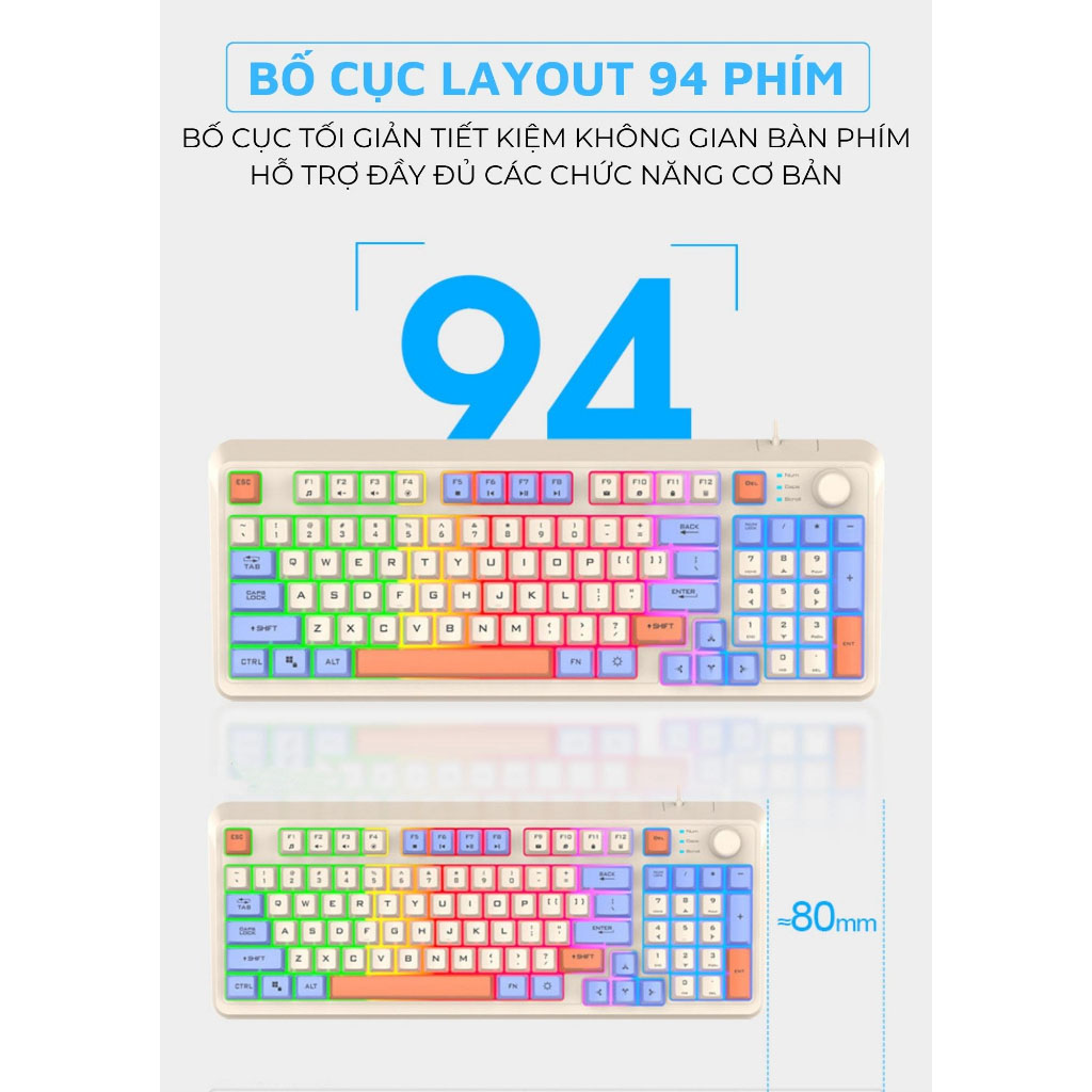 Bàn Phím Máy Tính Giả Cơ Có Dây K82 Led Gaming Cao Cấp