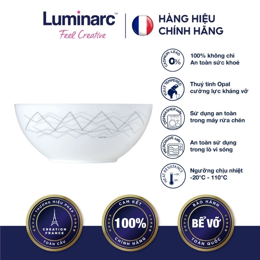 Bộ 6 Tô Thuỷ Tinh Luminarc Diwali Marble 18cm - LUDIP3756