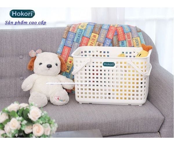 Giỏ đựng đồ sơ sinh hokori (2608), làn nhựa đựng đồ đi sinh nhựa Việt Nhật có nắp