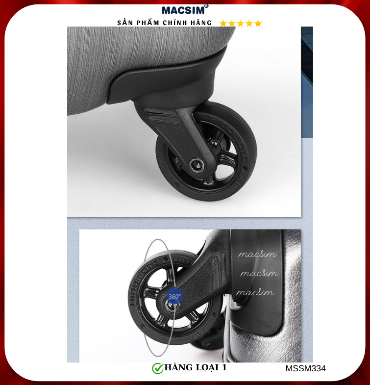 Vali cao cấp Macsim Smooire MSSM334 cỡ 16 inch màu đen - Hàng loại 1