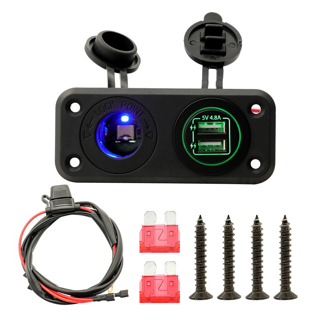 Car Marine Charger 12-24V Waterproof Dual USB Fast Charger Socket Power Outlet