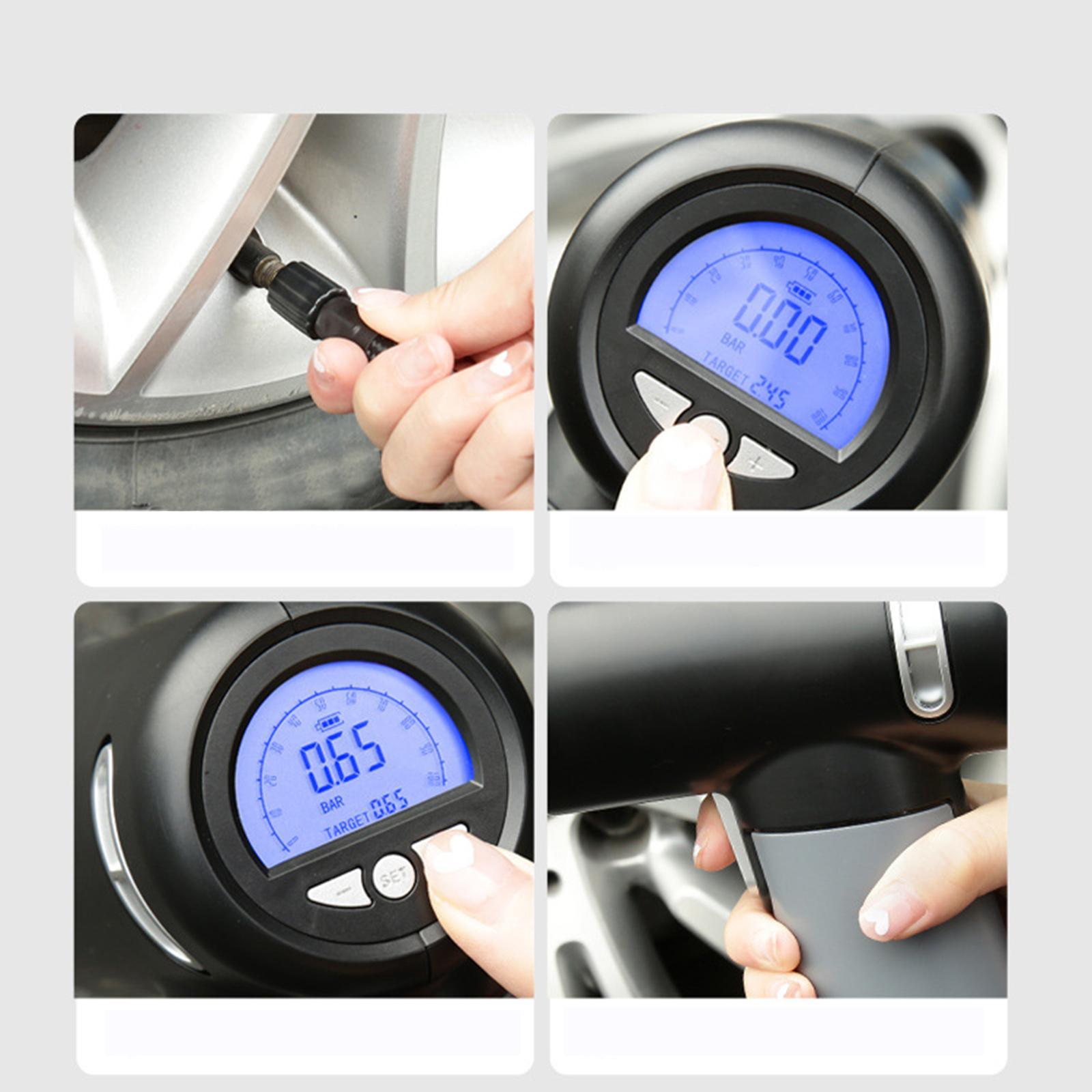 Electric Air Compressor with Digital ,Rechargeable 150PSI ,2000Mahx3 Wireless Portable Air Pump Fit for Bicycle Motorcycle Ball Car Tires