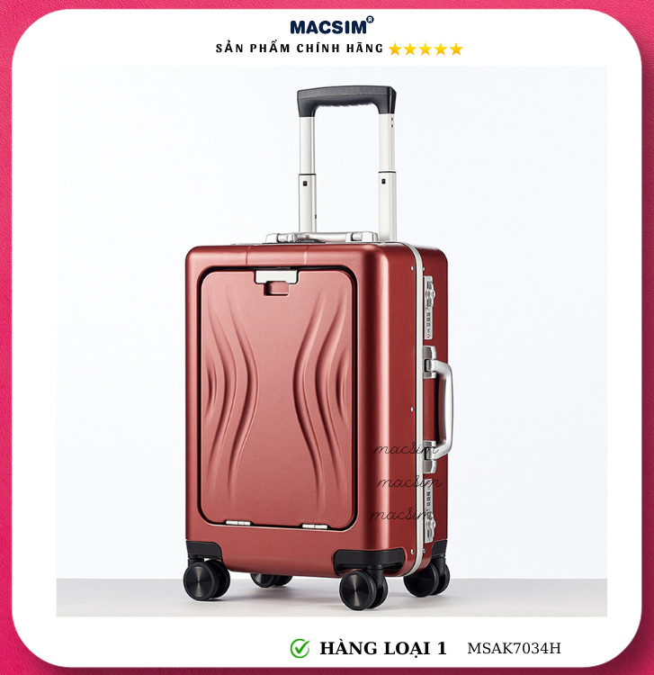 Vali cao cấp Macsim Aksen hàng loại 1 MSAK7034H cỡ 20 inch- màu đỏ