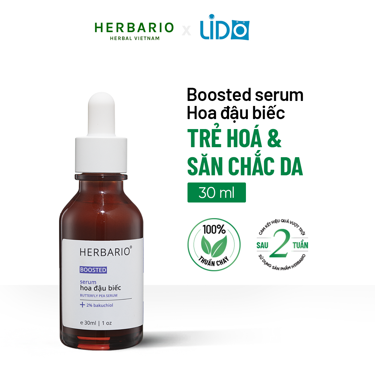 BOOSTED Serum hoa đậu biếc Herbario 30ml tái tạo, cấp ẩm