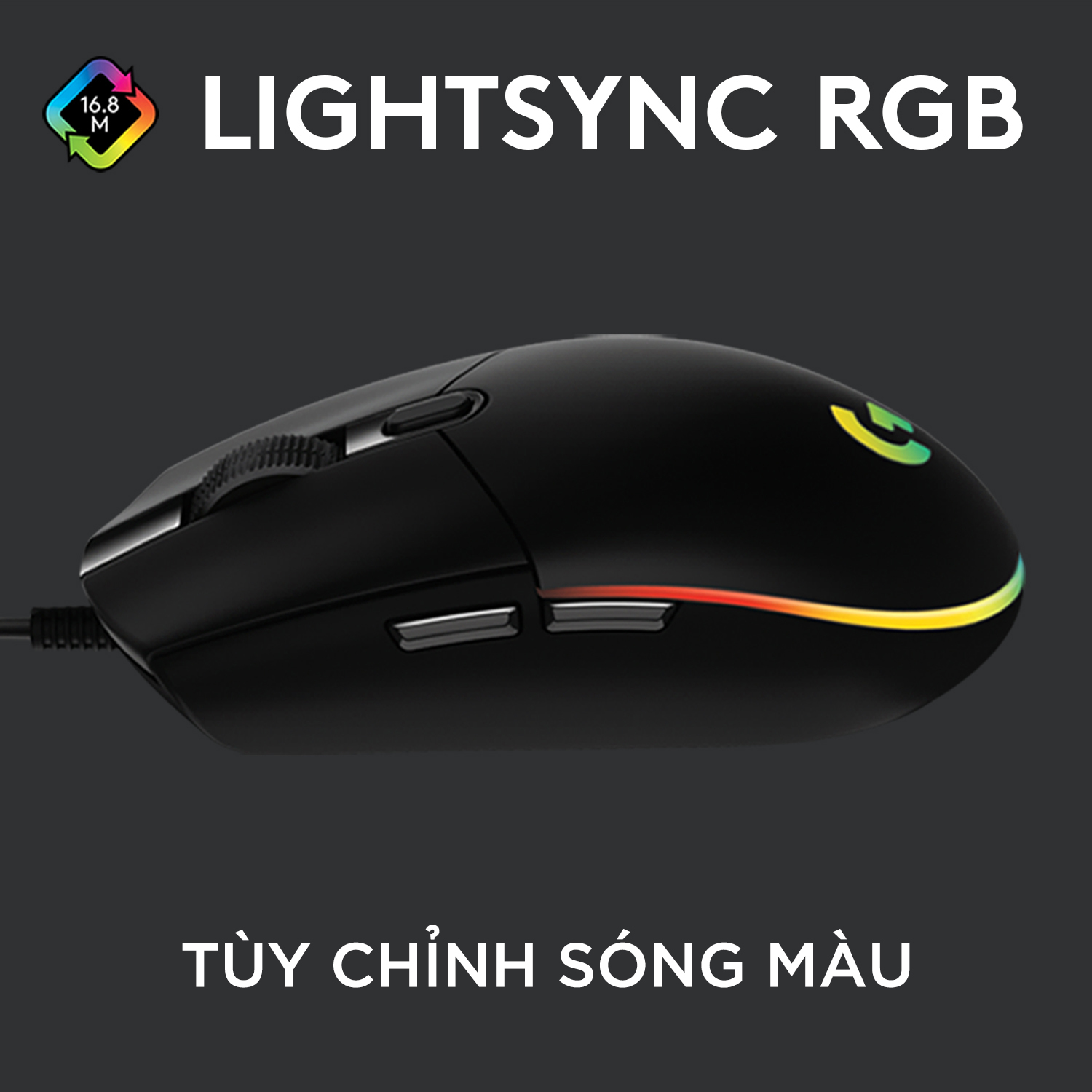 Chuột game có dây Logitech G102 Lightsync - Tùy chỉnh RGB, 6 nút lập trình, nhẹ, 8000 DPI, PC/Mac - Hàng Chính Hãng