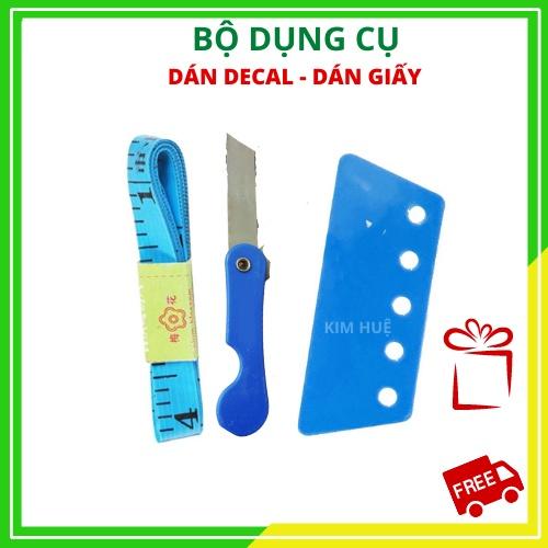 Bộ dụng cụ 3 món hỗ trợ dán decal, giấy dán tường, dán kính, dán phim cách nhiệt (quà tặng)