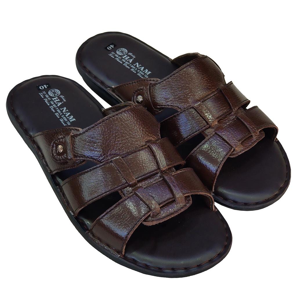 Dép Nam Quai Ngang Da Bò Thật TiTi ĐÔ Cao Cấp DNA2118d