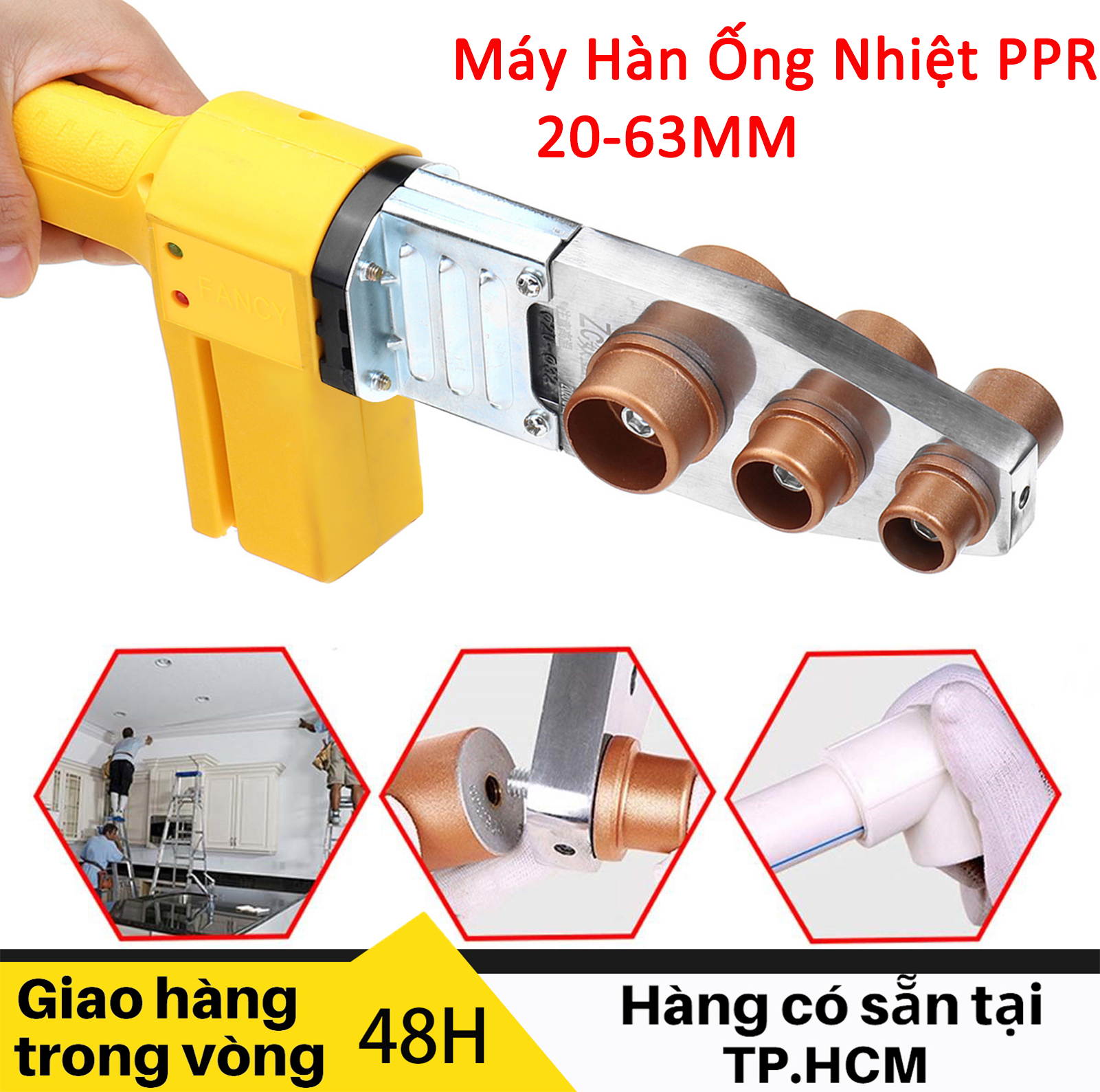 Máy Hàn Ống Nhiệt PPR 20-63MM Công Suất 800W Máy Hàn Ống Nước làm nóng cực nhanh