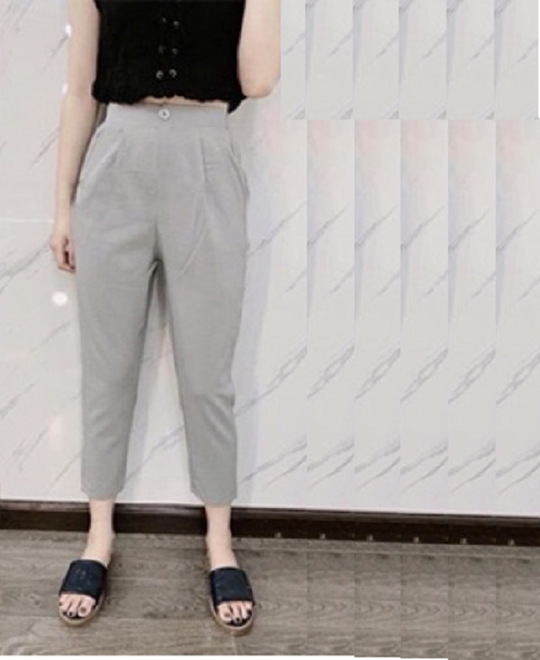 Quần baggy đính khuy chất đũi mềm mát