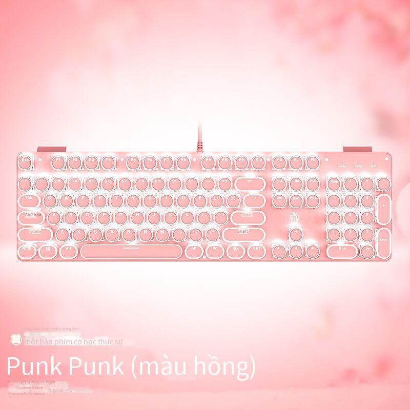 Phong cách mới nhất trục xanh Punk thực bàn phím cơ máy tính để bàn máy tính xách tay Internet có dây cafe game cô gái dễ thương lưới bàn phím màu đỏ