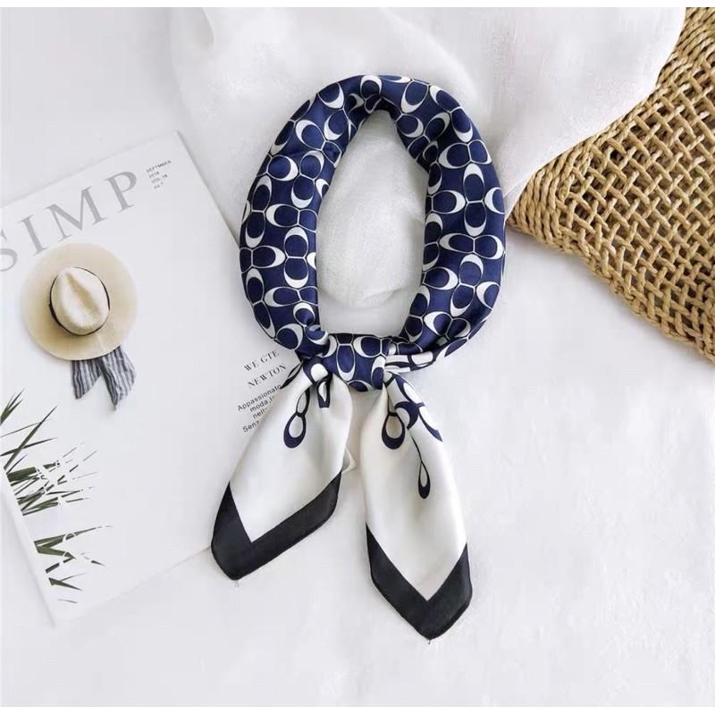Khăn turban lụa vuông cao cấp choàng cổ size 70x70cm thanh lịch đa năng dùng làm áo yếm in hoa văn