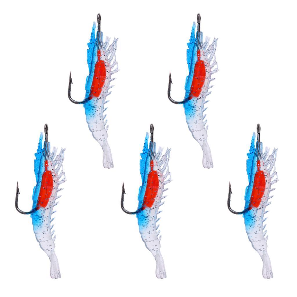 5Pcs Creative Shrimp Style Soft Prawn Sea Fishing Lure Simulation Hook Baits