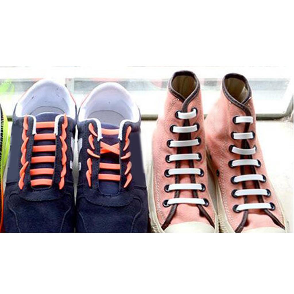 12pcs No Tie Shoelaces for Kids Adults, Waterproof Silicone Flat Elastic Athletic Sports Shoe Laces Multicolor for Sneaker Boots Casual Board Shoes
