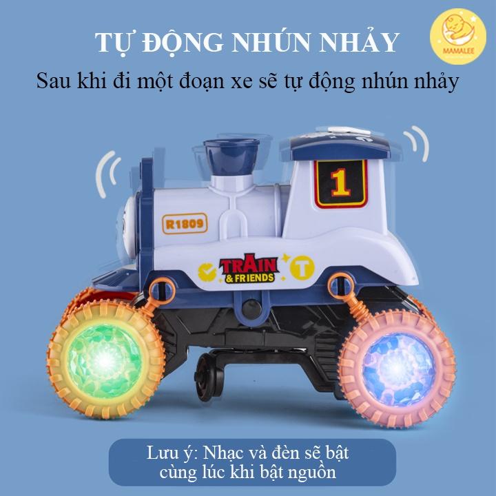 Đồ Chơi Xe Lửa Thomas Chạy Pin - Phát Nhạc Phát Sáng Bốc Đầu Nhún Nhảy Xoay 360 Độ