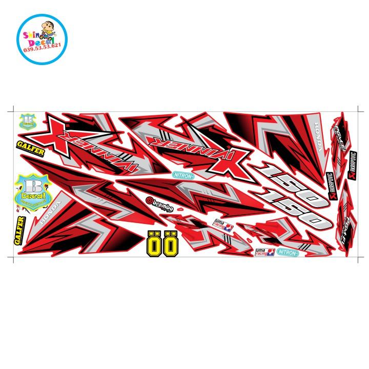 Tem xe winner X dán xe đỏ