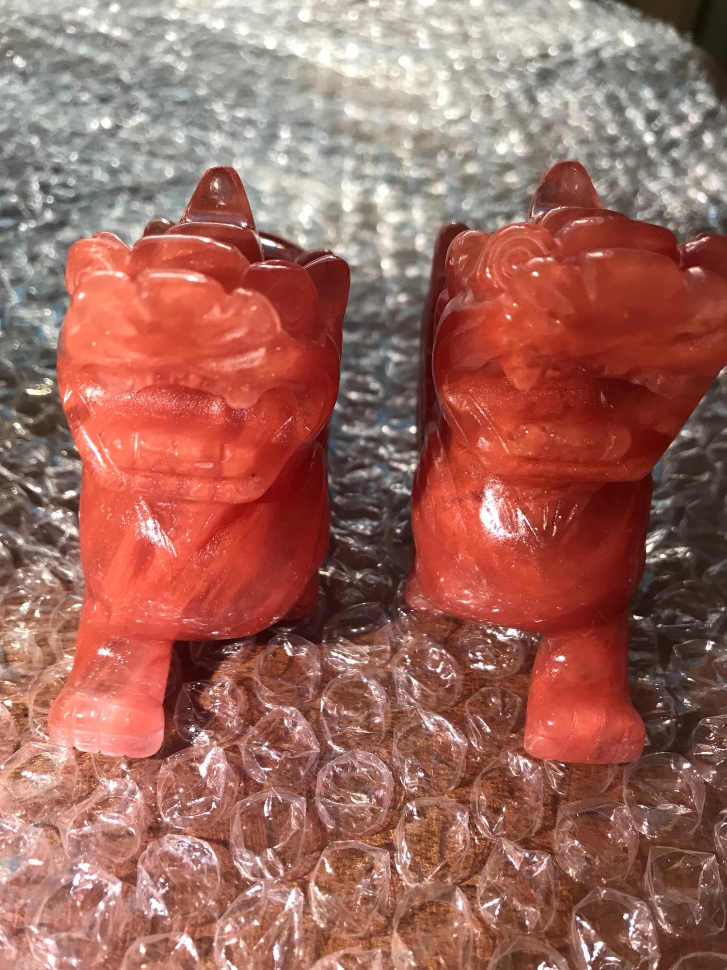 Cặp Tỳ Hưu Phong Thủy Đá Núi Lửa Đỏ Size Nhỏ Để Bàn Dài 10cm Cao 7cm hợp Anh Chị mệnh Hỏa mệnh Thổ may mắn thu hút tài lộc ạ