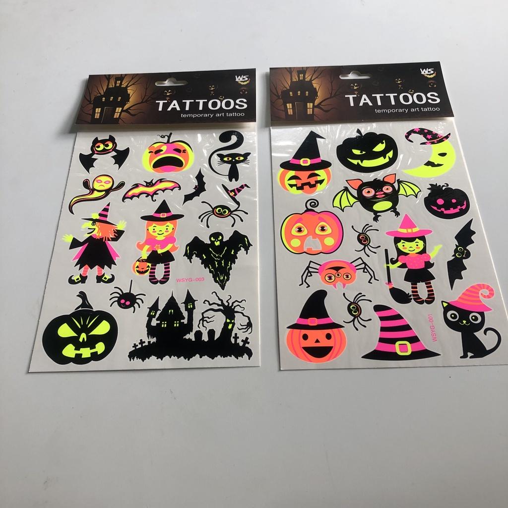 Hình xăm tattoo dạ quang phát sáng hóa trang Halloween cho bé