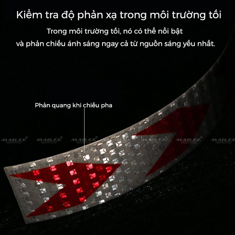 Băng Dính Phản Quang khổ rộng 10 cm x 25 mét, Cảnh Báo An Toàn Hình Mũi Tên Dùng Dán Xe Ô tô, Thùng Xe Tải, Định Hướng An Toàn, chất liệu PVC Chống Thấm Nước - Mũi Tên ĐỎ TRẮNG - Mai Lee