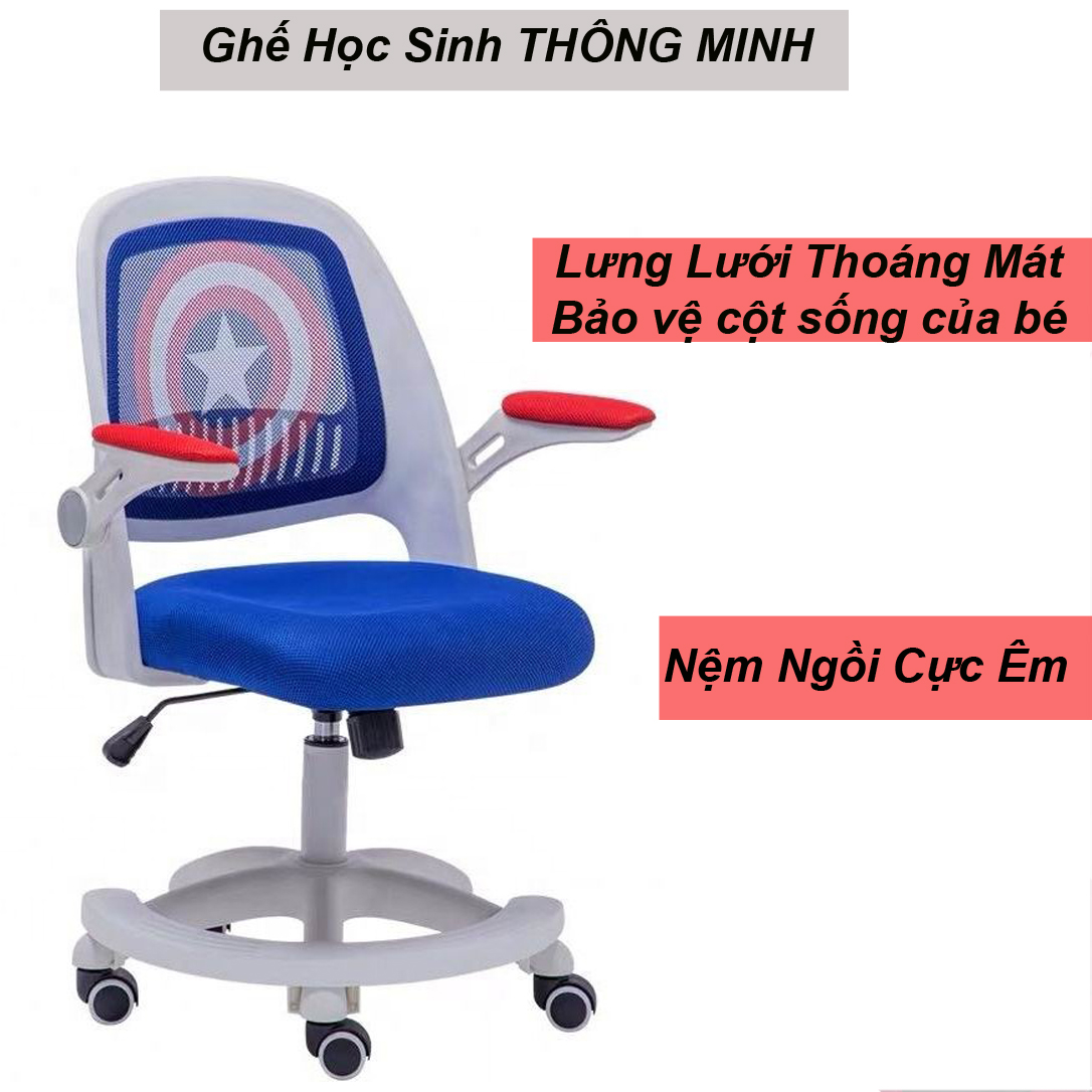 Ghế Học Sinh Chân Nhựa Xoay, Lưng Trung CAPTIAN - Hàng Nhập Khẩu