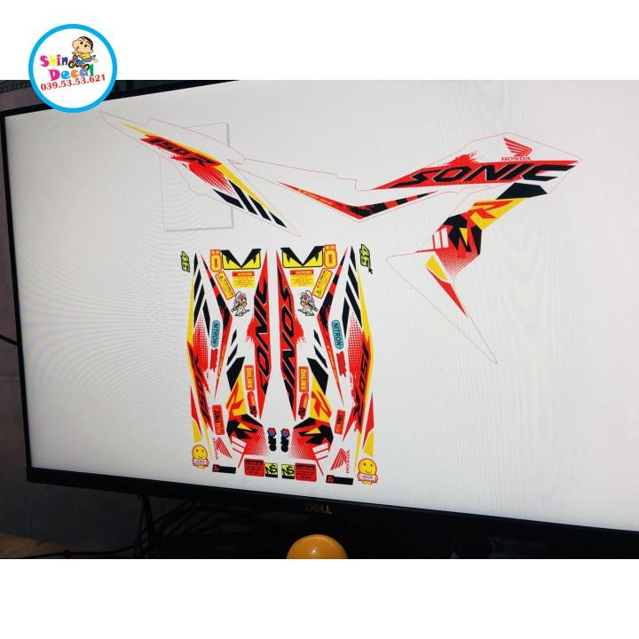 Tem rời sonic 150 dán xe trắng