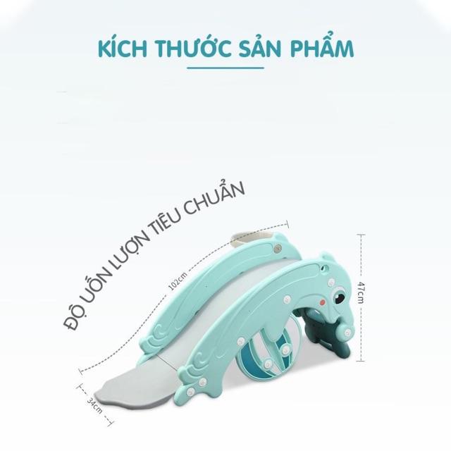 Cầu trượt  3in1 Cá Heo, bập bênh và cột bóng rổ