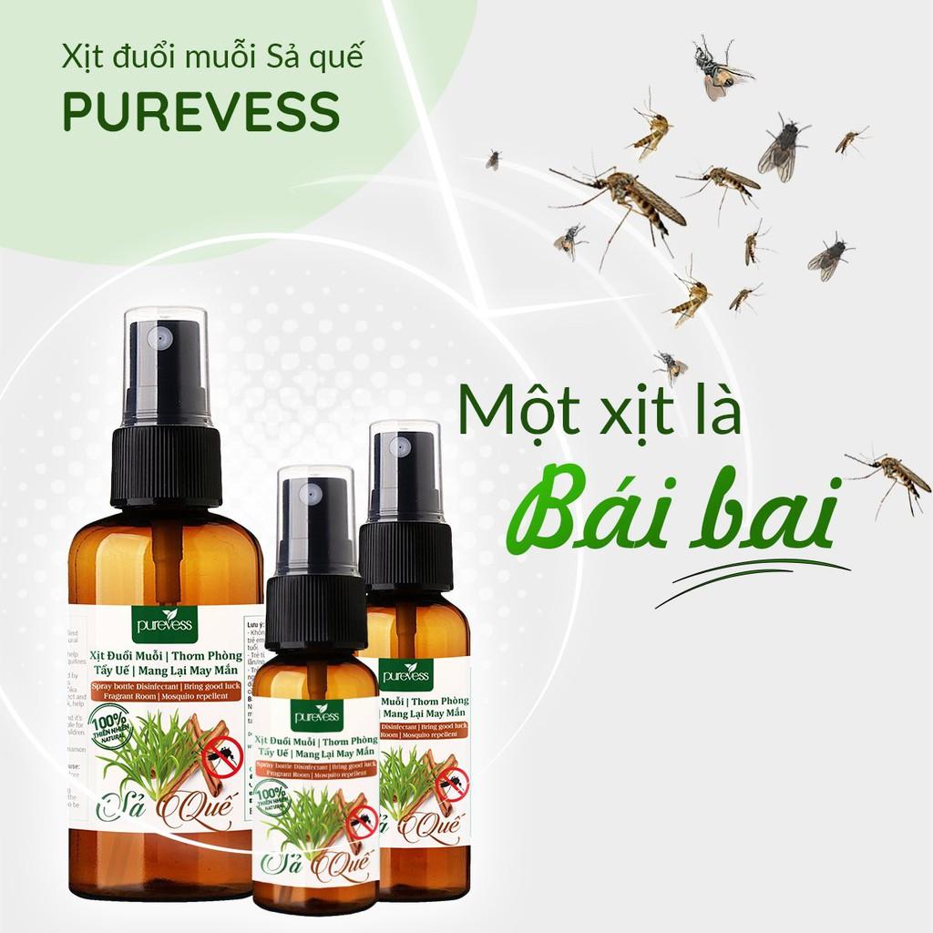 Tinh dầu đuổi muỗi sả quế Purevess dạng xịt giúp thư giãn, thơm phòng 50ml