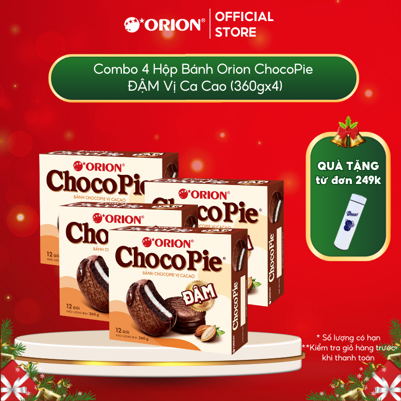 Combo 4 Hộp Bánh ChocoPie ĐẬM vị cacao Orion 360G