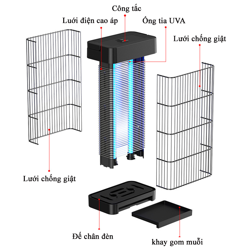 Đèn Bắt Muỗi Và Diệt Côn Trùng KUNBE Công Suất Lớn 16W, Công Nghệ Ánh Sáng Sinh Học – Phiên Bản Cao Cấp