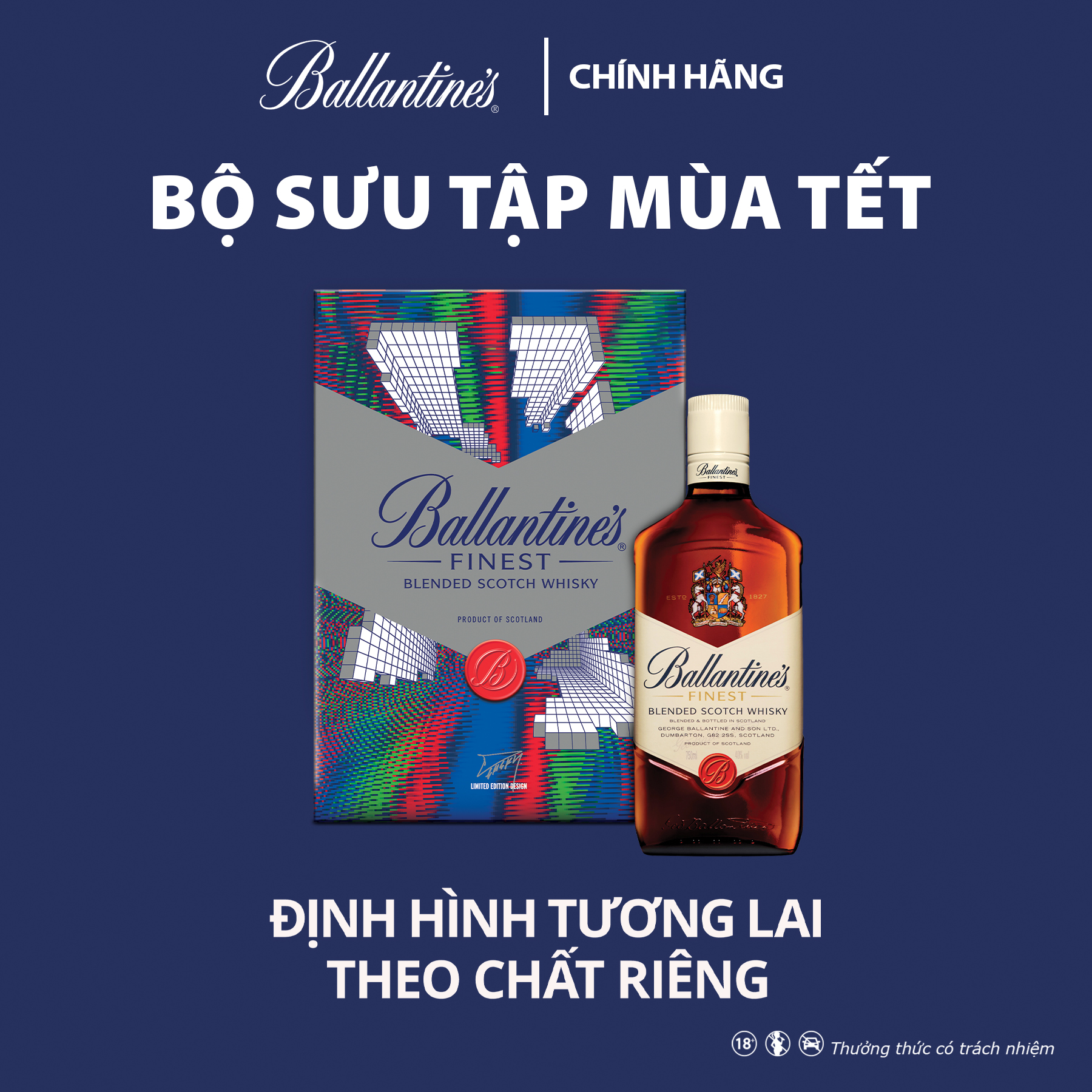 Bộ sản phẩm rượu Ballantine's Finest 700ml