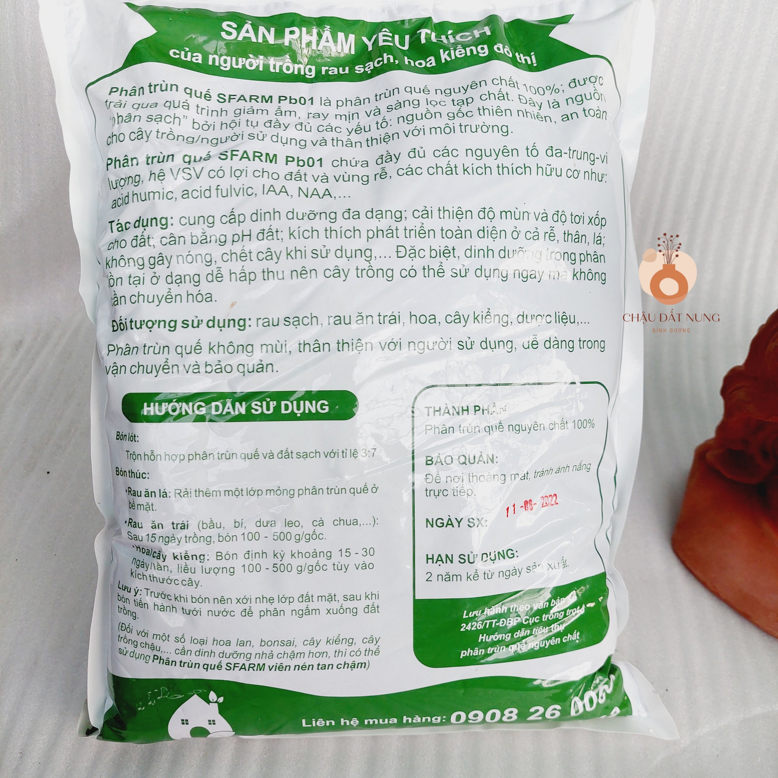 Phân trùn quế SFARM dạng bột Pb01 - 2kg