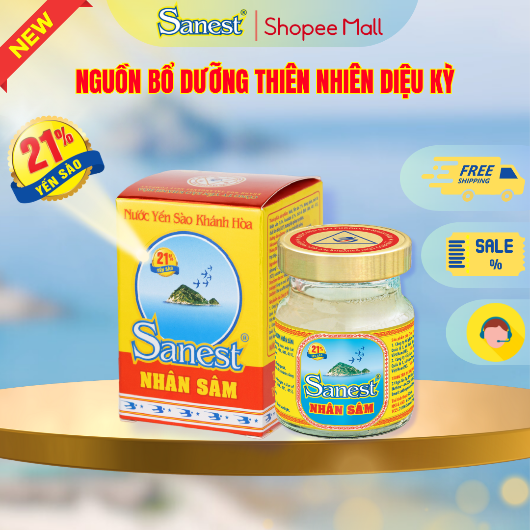 NEW [ Combo 10 lọ] Nước Yến sào Khánh Hòa Sanest 21% - Nhân Sâm